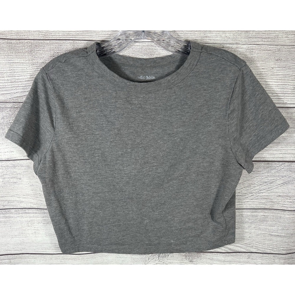 Wild Fable Women's Gray Cropped T Shirt XL Casual Basic Short‎ Sleeve Top